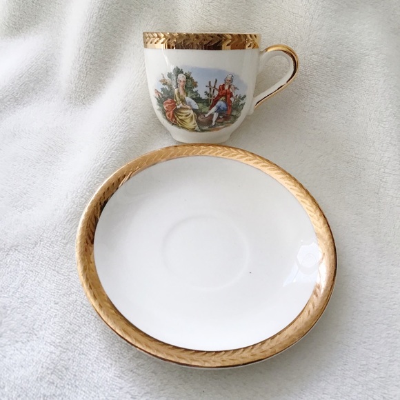 Vintage W.S. George Warranted 22 Karat Gold Ardalt Demitasse Half Cup Saucer - Picture 2 of 15